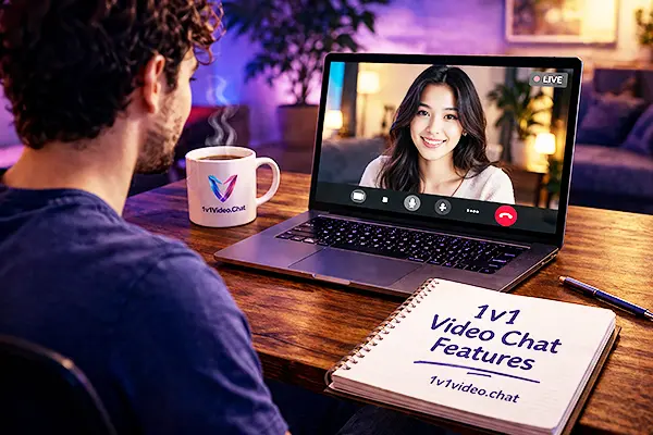 Funcionalidades do chat de vídeo 1v1 mostradas durante uma chamada ao vivo